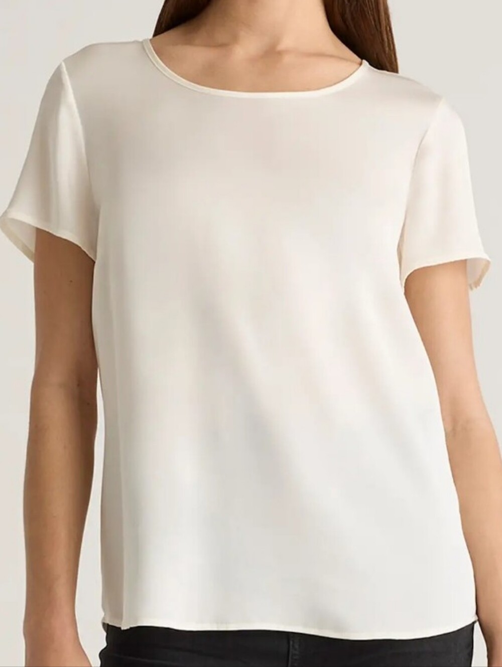 Quince Washable Silk Stretch Tee in Ivory Size L NWT'S